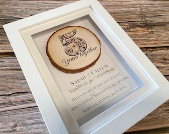 5th anniversary gift - wood. 5th wedding anniversary gift. Personalized wooden 5 year anniversary gift for wife or husband.Fifth anniversary