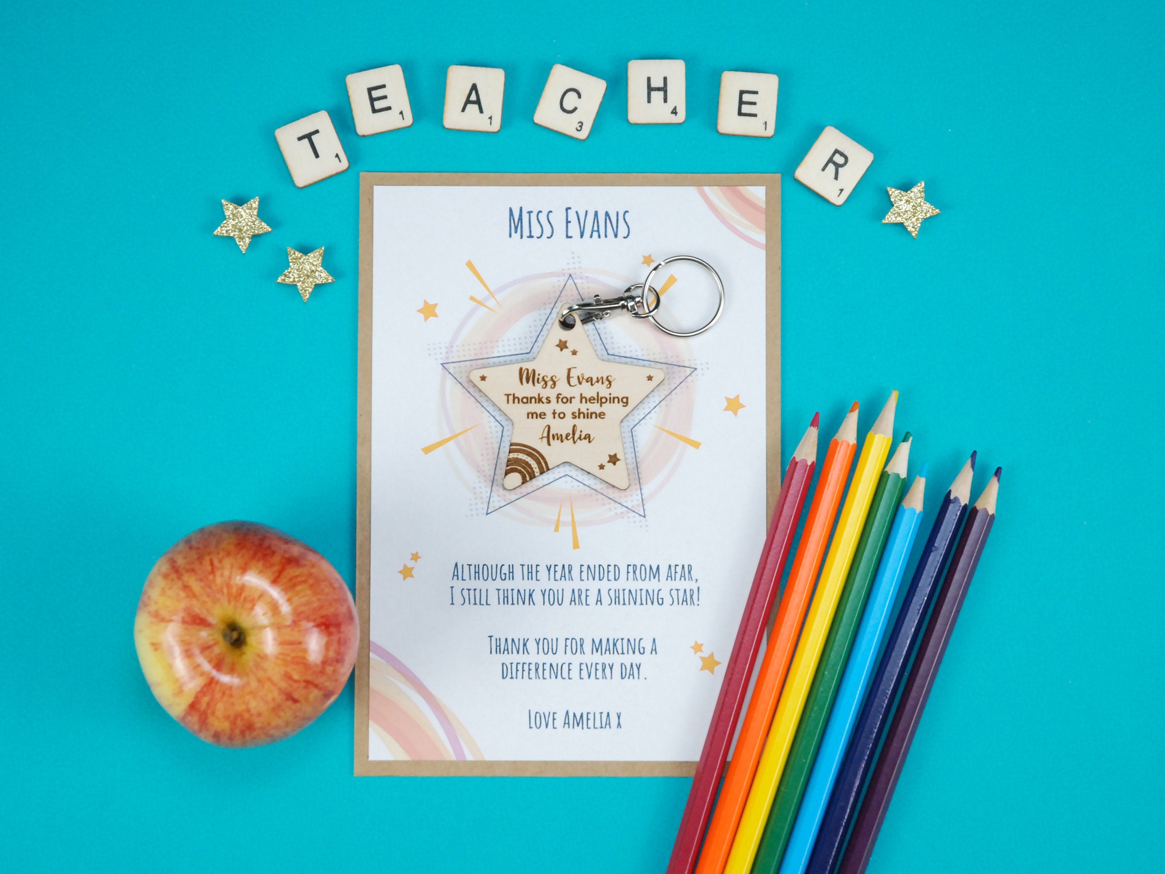 Thank You Teacher Card Teacher Gifts Year End Teaching Etsy UK