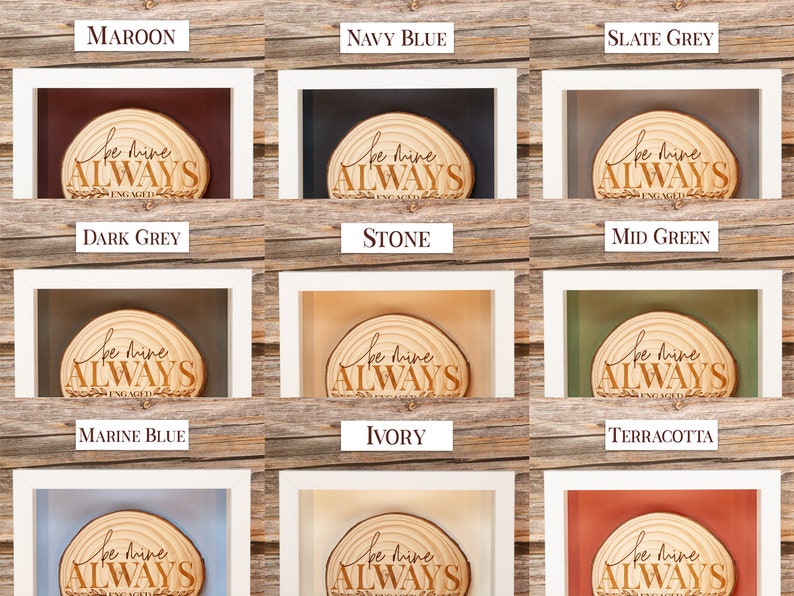 Choice of colours for backing: 
Maroon, Navy Blue, Slate Grey, Dark Grey, Stone, Mid Green, Marine Blue, Ivory, Terracotta