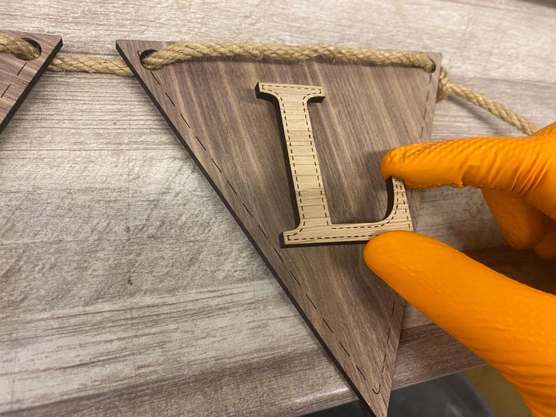 Personalised bunting with wooden letters for kids bedroom. Name bunting. Wooden name sign. Wooden lettering. Wooden letters for wall image 7