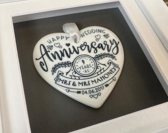 9 year anniversary gift. Pottery anniversary. 1st anniversary gift for husband. 2nd anniversary gift. 11th anniversary. White frame