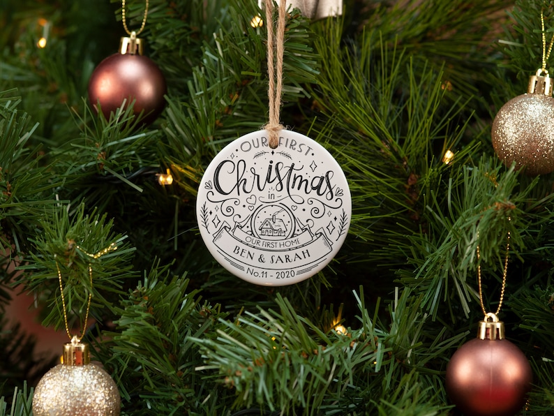 New home Christmas ornament First Christmas in new home ornament Our first home ornament Personalised christmas tree decoration image 9