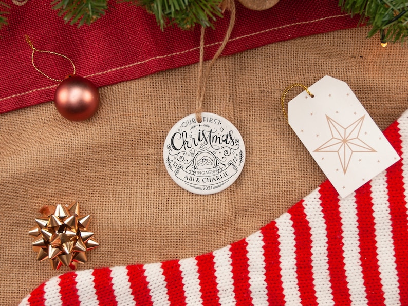 First Christmas engaged decoration