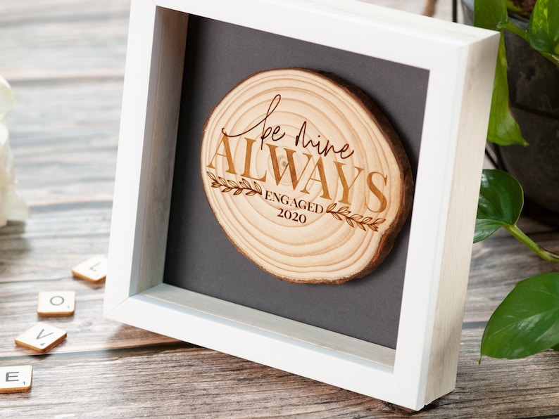Engagement gift box. Rustic wood slice. Unique wedding gift Etsy