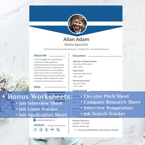 Plantilla de CV / CV de medios digitales, Plantilla de currículum vitae comercial, descarga instantánea, currículum de 1 página, 2 páginas y 3 páginas, carta de presentación, referencias