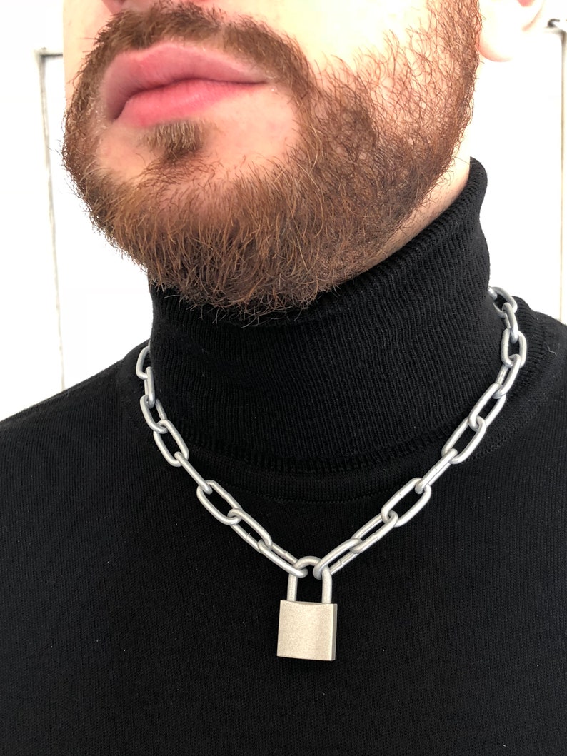 Goth Padlock Chain Necklace Punk Choker Heavy Gothic Grunge Etsy