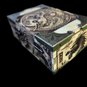 Handcrafted Wooden Dragon & Yin-Yang Trinket Box