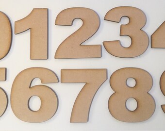 Arial Font Wooden Numbers - Laser Cut MDF - 5cm 7.5cm 10cm 12.5cm 15cm & 20cm high wood numbers - Perfect for signs and craft use
