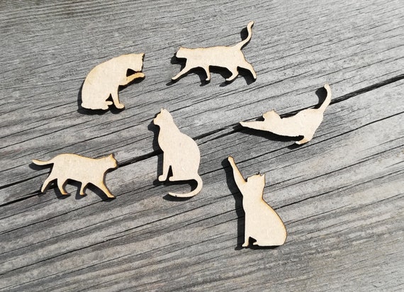 Laser cut Gift Tags Decorations Blank Shapes Choice of 2cm-15cm Wooden Cat Face Craft shapes Embellishments