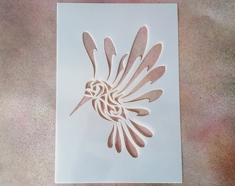 Art Deco Hummingbird Reusable Stencil - 190-micron Mylar - A5, A4, A3