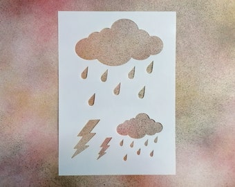 Rainclouds and Lightning Reusable Stencil - 190-micron Mylar - A5, A4, A3