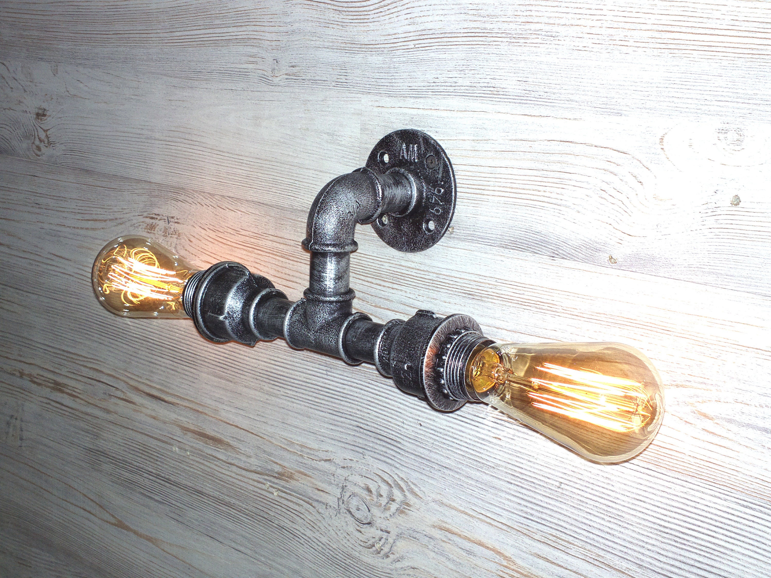Industrial pipe light fixture / bathroom vanity lighting / Etsy