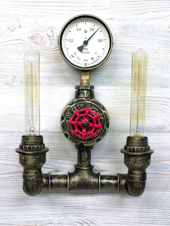 Industrial Pipe Sconce Wall Pipe Lamp Steampunk Lighting Etsy