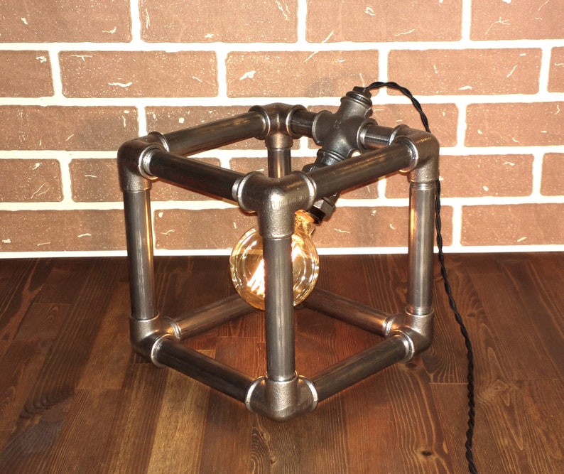 Industrial Pipe Table Lamp Steampunk Desk Brutal Light Edison Lighting Loft Retro Vintage Style