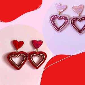 L&#39;amour Dangles - 6 Colours Available | Heart Earrings | Love Earrings | Valentine Earrings | Red Earrings