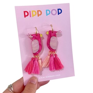 Pink Galah Dangle Earrings | Australian Earrings | Bird Earrings | Statement Aussie Earrings | Fun Earrings | Acrylic Earrings