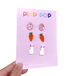 Easter Stud Pack - 3 Colours Available | Easter Earrings | Easter Stud Pack | Carrot Earrings | Bunny Earrings