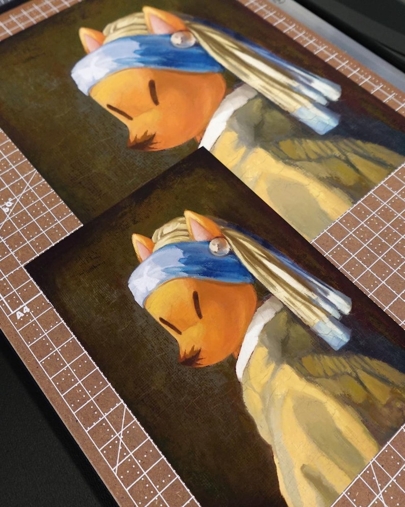 Photo showing the 5x7 and 8x10 versions of the art print side by side