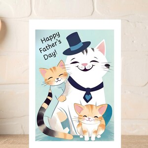 Jolie carte de fête des pères avec des chats, carte papa amoureux des chats, carte de voeux fête des pères des chats, cadeau papa kitty