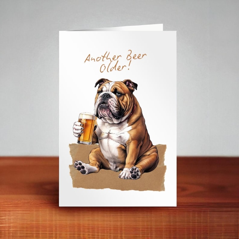 English Bulldog Birthday Card for Men, Card for Brother, British Bulldog Card, Bulldog Lover Card, Nephew Birthday, Man Birthday image 2