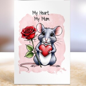 Niedliche Ratten-Geburtstagskarte für Mama, Ratten-Liebhaber-Karte für Mama, Mein Herz meine Mama, Karte für Rattenbesitzer Mama