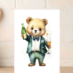 Carte d'anniversaire ours mignon pour homme, carte pour ami, carte de voeux pour oncle, carte de félicitations