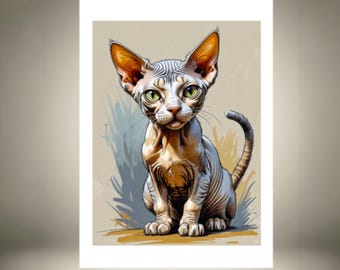 Sphynx Cat Card, Hairless Cat Lover Gift, Pet Lover Stationery, Sphynx Cat Art Card – Sphynx Cat Lovers