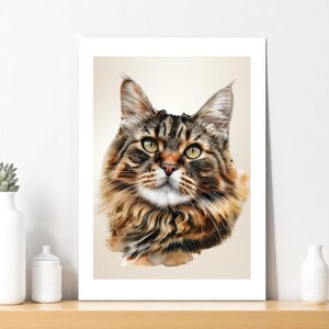 Hermosa tarjeta de cumpleaños atigrada para amantes de los gatos de todas las edades. Tarjeta de felicitación para amantes de los Maine Coon para cualquier ocasión.