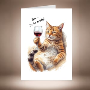 Funny Ginger Cat Birthday Card, Greetings Card for Cat Lovers, Personalised Cat Card for Friends and Family Celebrations