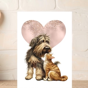 Beste vriendenkaart kat en hond, kaart huisdieroppas, kaart voor dierenliefhebbers, bedankkaart, verjaardagskaart voor haar, broer en zus