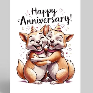 Süsse Tier Illustration Karte zum Jubiläum, Hochzeitstag, Jahrestag der Freundin, Jahrestag, Paar Jahrestag