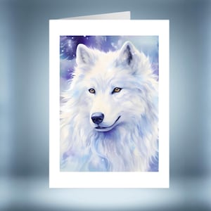 White Wolf Card: Winter Wildlife Blank Card