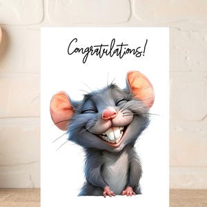 Carte de félicitations avec une jolie petite image de rat, bravo, carte de voeux pour amoureux des rats, carte pour amoureux des rongeurs