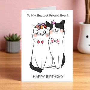 Verjaardagskaart voor beste vriend met afbeelding van kat, kaart kattenliefhebber, verjaardagswensen voor beste vriend, kaart met katten voor vriend