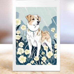 Carte d'anniversaire de chien, carte de remerciement avec chien en fleurs, amoureux des chiens de tout âge, carte pour les amoureux des chiens, carte pour gardien de chien