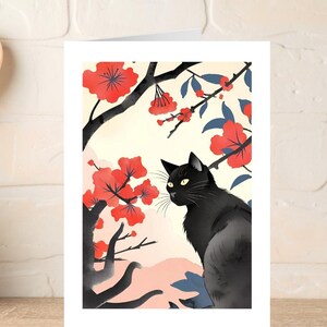 Schwarze Katze Grußkarte, Katzenliebhaber Geschenke, Schwarze Katze Geburtstagskarte, Dankeskarte