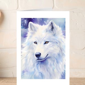 Biglietto d'auguri con Lupo Bianco, Biglietto d'auguri con Lupo Invernale, Amanti del Lupo, Biglietto d'auguri con Lupo, Bellezza della Fauna Selvatica