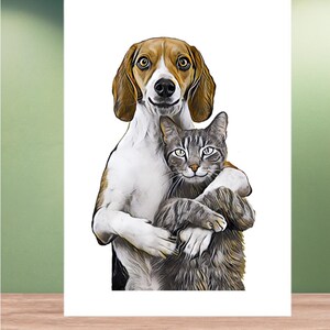 Carte meilleurs amis chat et chien, carte de garde d'animaux de compagnie, carte pour les amoureux des animaux, carte de remerciement, carte d'anniversaire pour elle, frère et soeur