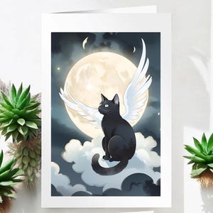 Carte de perte de chat noir, carte de deuil de chat, perte d'animal de compagnie, carte de sympathie de perte de chat, désolé pour votre perte, cartes de perte d'animal de compagnie