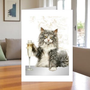 Verjaardagskaart pluizige kat voor haar - Schattige katachtige wenskaart voor dierenliefhebbers en feesten