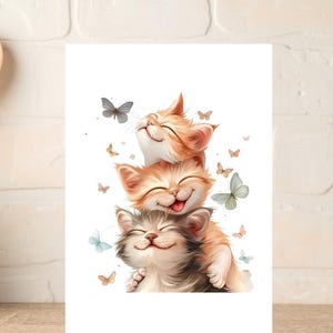 Three Kittens Card – Cute Cat Card for Birthday, Thank You, or Just Because – Adorable Kitty Illustration image 7