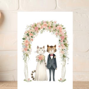 Hochzeitskarte für das glückliche Paar, Hochzeitstag-Wünsche für Katzenliebhaber, Katzenhochzeit, Braut und Bräutigam, Katzenkarte