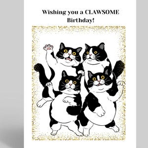 Carte d'anniversaire drôle de chat, carte d'anniversaire avec des chats de smoking, carte d'anniversaire drôle, carte d'anniversaire d'amant de chat, salutations du chat