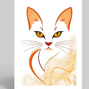 Cartão de felicitações de gato laranja | Cartão de felicitações A5 para amantes de gatos | Adicione sua própria mensagem | Cartão de gato de arte moderna