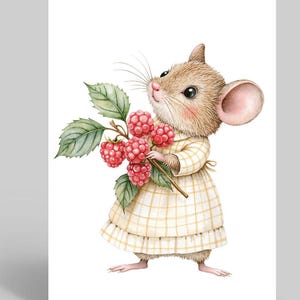 Belle carte d'anniversaire printanière avec une jolie petite souris pour filles et femmes de tous âges, carte de remerciement avec ambiance printanière