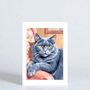 Cartão de felicitações para gatos de pelo curto britânico, desejos de aniversário para amantes de gatinhos azuis britânicos, cartão em branco para donos de gatos