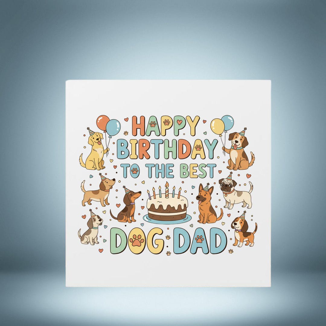 Dog Dad Birthday Card – Funny Pet Lover Greeting From the Dog, Cute Paw ...