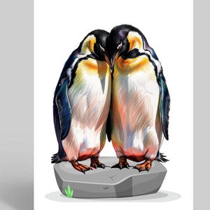 Graziosa carta di anniversario con pinguini, carta per amanti dei pinguini, buon anniversario a una coppia speciale, anniversario dei pinguini