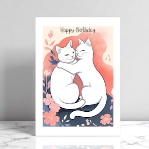 Biglietto d'auguri con segno zodiacale Gemelli a tema gatto, biglietto d'auguri per gli amanti dei gatti, biglietto d'auguri con oroscopo, biglietto d'auguri con astrologia