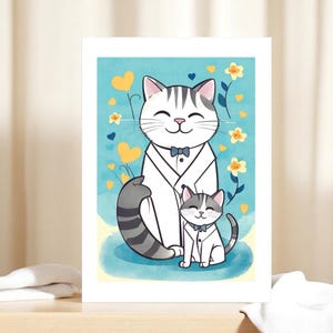 Carte de voeux vierge pour amoureux des chats, voeux d'anniversaire pour garçons, carte mignonne pour papa et chaton pour tous les âges et toutes les occasions